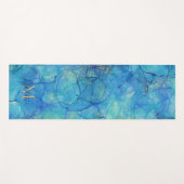 Tapis De Yoga Aquarelle encre bleu & or - Monogramme + Nom (Devant (Horizontal))