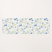 Tapis De Yoga Aquarelle Fleur sauvage bleu (Devant (Horizontal))