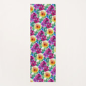 Tapis De Yoga Aquarelle Fleurs Maroon et Jaune (Devant)