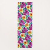 Tapis De Yoga Aquarelle Fleurs Maroon et Jaune (Dos)