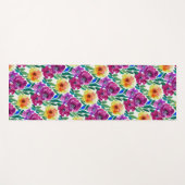 Tapis De Yoga Aquarelle Fleurs Maroon et Jaune (Devant (Horizontal))