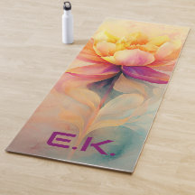 Tapis de yoga aquarelle floral chic personnalisé