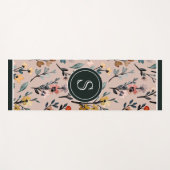 Tapis De Yoga Aquarelle florale Boho Rose poussiéreux (Devant (Horizontal))
