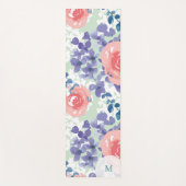 Tapis De Yoga Aquarelle Florale Doux Whimssique Avec Monogramme (Devant)