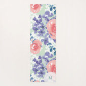 Tapis De Yoga Aquarelle Florale Doux Whimssique Avec Monogramme (Dos)