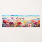 Tapis De Yoga Aquarelle Florale Méditation de la nature (Devant (Horizontal))