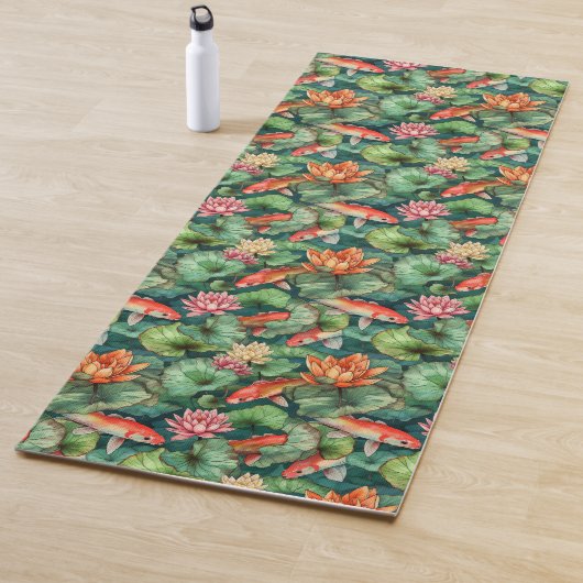 Tapis De Yoga Aquarelle Koi et Lys d'eau Yoga Mat (En situation)