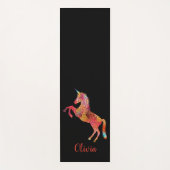 Tapis De Yoga Aquarelle Rainbow Unicorn Personnalisé Noir (Devant)