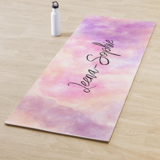 Tapis De Yoga Aquarelle rose (En situation)