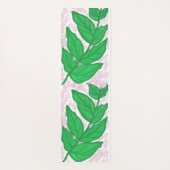 Tapis De Yoga Aquarelle rose Feuille verte (Dos)