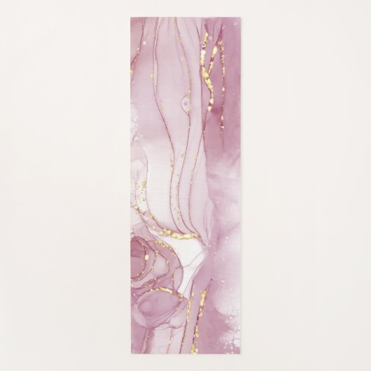 Tapis De Yoga Aquarelle rose or (Devant)