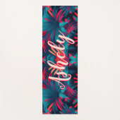 Tapis De Yoga Aquarelle tropicale fluorescente Palm Feuilles Nom (Devant)
