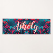 Aquarelle tropicale fluorescente Palm Feuilles Nom