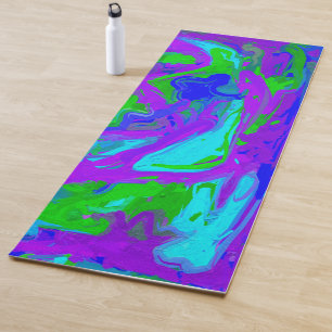 Tapis De Yoga Aquarelles Peacock Abstraites
