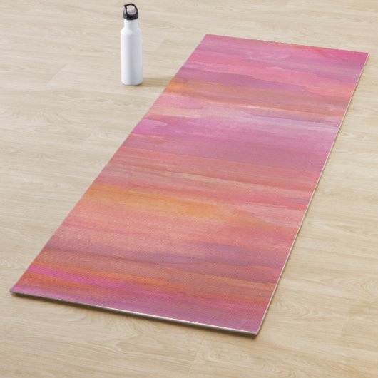 Tapis De Yoga Aquarelles rose Sunrise (En situation)