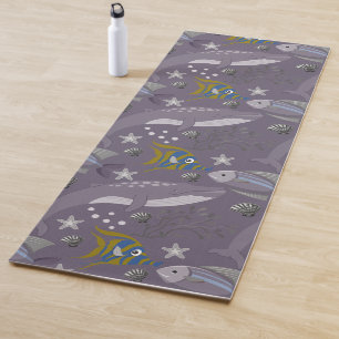 Tapis De Yoga Aquatic animals pattern ocean underwater life 24