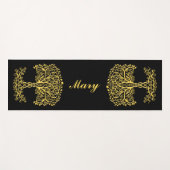 Tapis De Yoga Arbre Celtique Jaune (Devant (Horizontal))