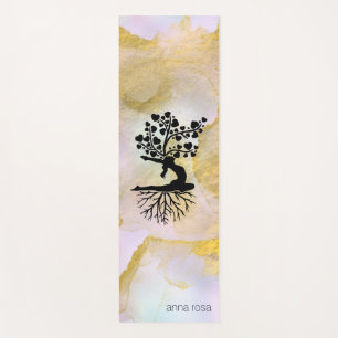 Tapis De Yoga *~* Arbre Coeurs Arc-en-ciel Holograghic Yoga Pose