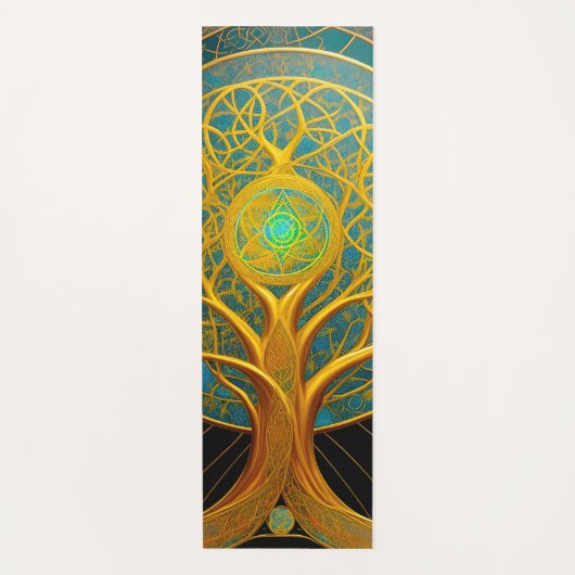 Tapis De Yoga Arbre Cosmique Doré De La Vie (Devant)