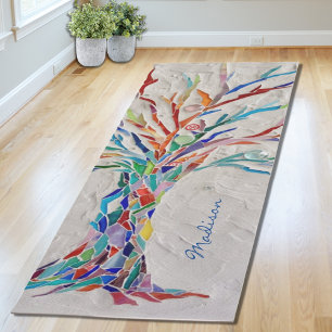 Tapis De Yoga Arbre de Vie à monogramme de nom personnalisé