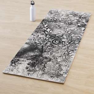 Tapis De Yoga Arbre De Vie - Spirales Feuille Grunge Style 1