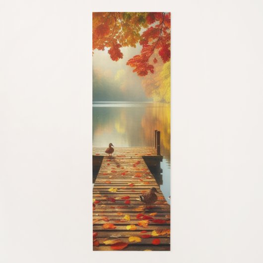 Tapis De Yoga Arbres d'automne & lac avec canards (Devant)