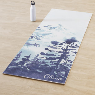 Tapis De Yoga Arbres de montagne rustiques Aquarelle moderne ten