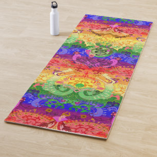 Tapis De Yoga Arc-en-ciel Dragon Damask - Couleurs Gay pride