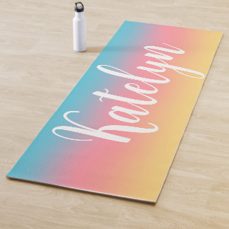 Tapis De Yoga Arc-en-ciel Ombré Nom Personnalisé