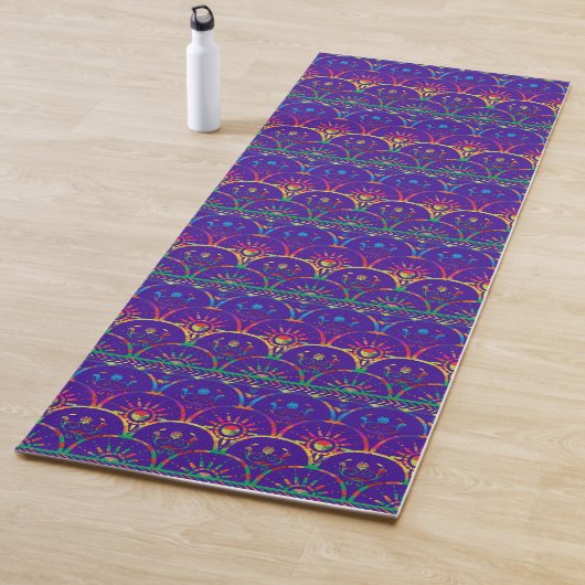 Tapis De Yoga Arc-en-ciel violet | Boho Sunrise (En situation)