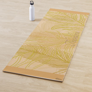 Tapis De Yoga Arrière - plan classique de feuille d'or