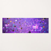 Tapis De Yoga Arrière - plan de feuille violet avec étoiles (Devant (Horizontal))