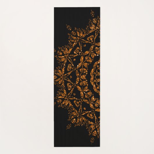Tapis De Yoga Arrière - plan de mandala en or noir (Dos)