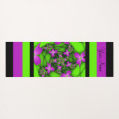 Tapis De Yoga Art Abstrait moderne Neon rose Vert Fractal Nom (Dos (Horizontal))
