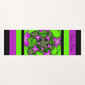 Tapis De Yoga Art Abstrait moderne Neon rose Vert Fractal Nom (Devant (Horizontal))