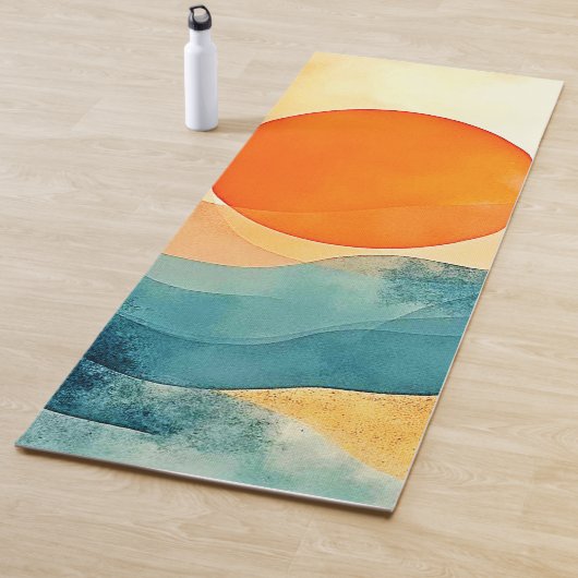 Tapis De Yoga Art Abstrait Sunset Waves (En situation)