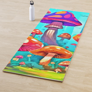 Tapis De Yoga Art de champignon géant de dessin animé
