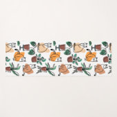 Tapis De Yoga Art de trait dessin chats et fleurs (Devant (Horizontal))