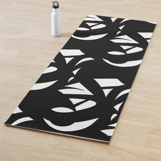 Tapis De Yoga Art moderne unique noir et blanc (En situation)