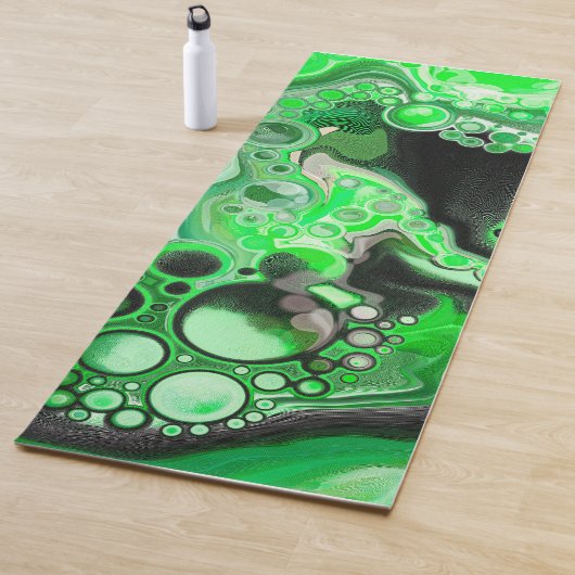 Tapis De Yoga Art numérique vert en marbre fluide (En situation)