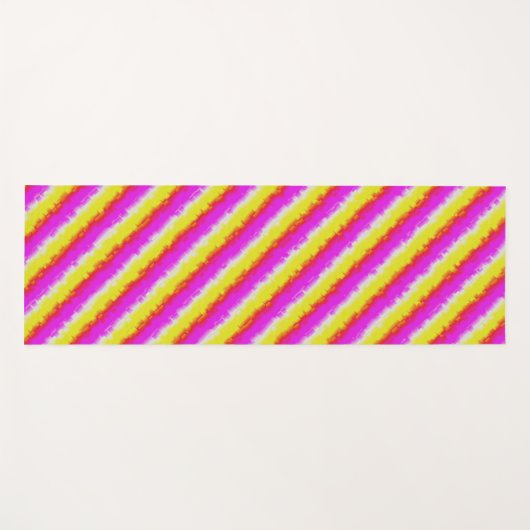 Tapis De Yoga Artdeco rose Jaune Artdeco Arc-en-ciel rayures (Devant (Horizontal))