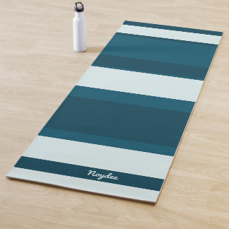 Tapis De Yoga Asymmetric Stripes Horizontal Lines Sea Blue White