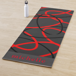 Tapis De Yoga Attoni Namaste réversible rouge noir elliptique
