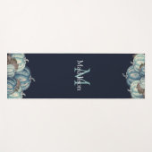 Tapis De Yoga Automne Automne Bleu Aquarelle Citrouille Rustique (Devant (Horizontal))