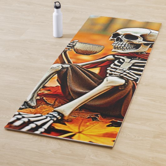 Tapis De Yoga Automne Skeleton Café Break Design (En situation)