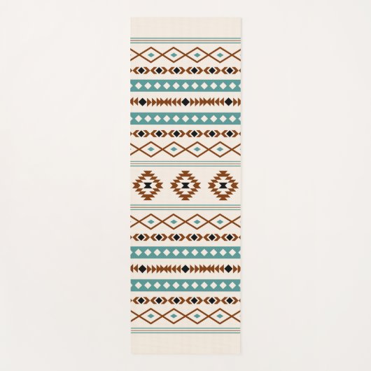 Tapis De Yoga Aztec Turquoise en terre cuite noir Crm Motifs mix (Devant)