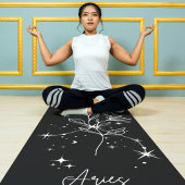 Tapis De Yoga Baies noires et blanches Zodiac Floral