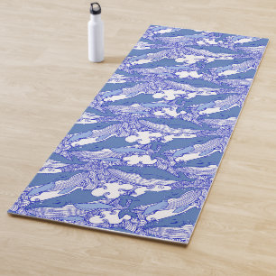 Tapis De Yoga Baleine à bosse monochromatique bleue