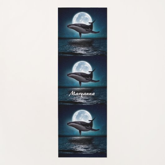 Tapis De Yoga Baleine bleue et Pleine lune (Devant)