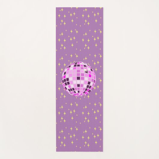 Tapis De Yoga Balle Disco moderne rose rétro violet (Devant)